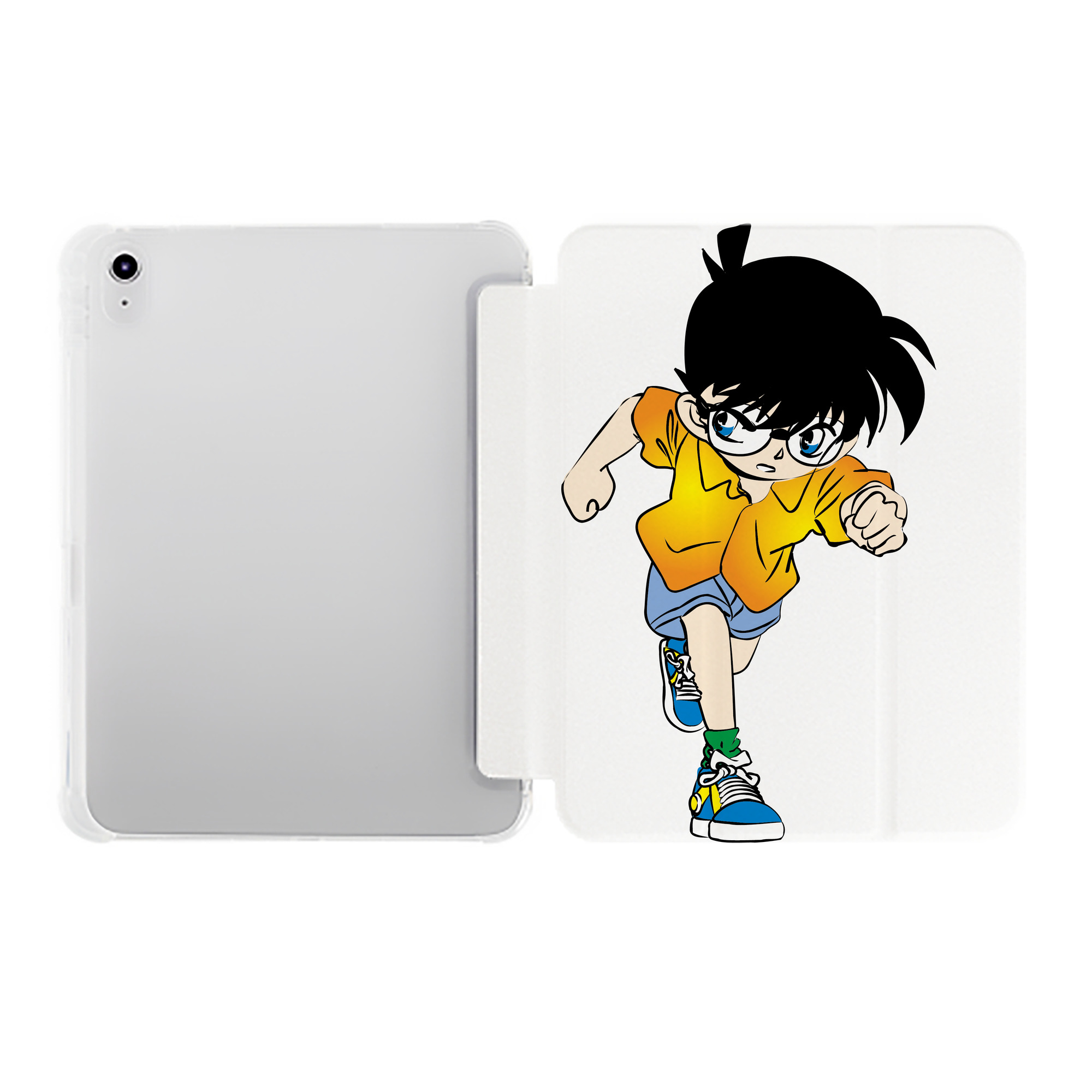 （画像用） 名探偵コナン 江戸川 コナン Detective Conan Conan Edogawa IPad ケース ペン収納付き 三つ折りスタンド PUレザー×シリコン 対応機種9.5/10.5/10.9インチ